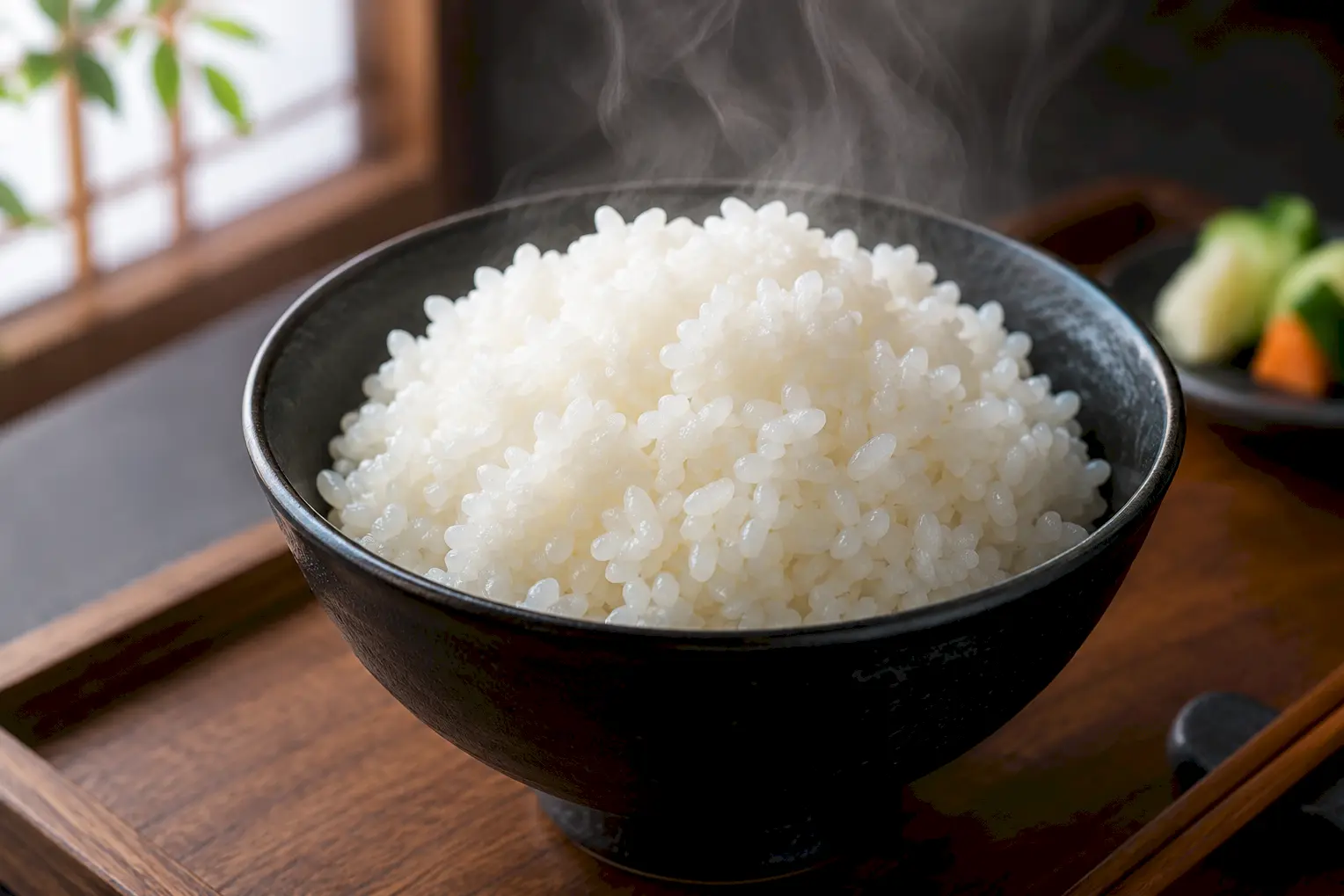 器に温かいご飯を盛った工程