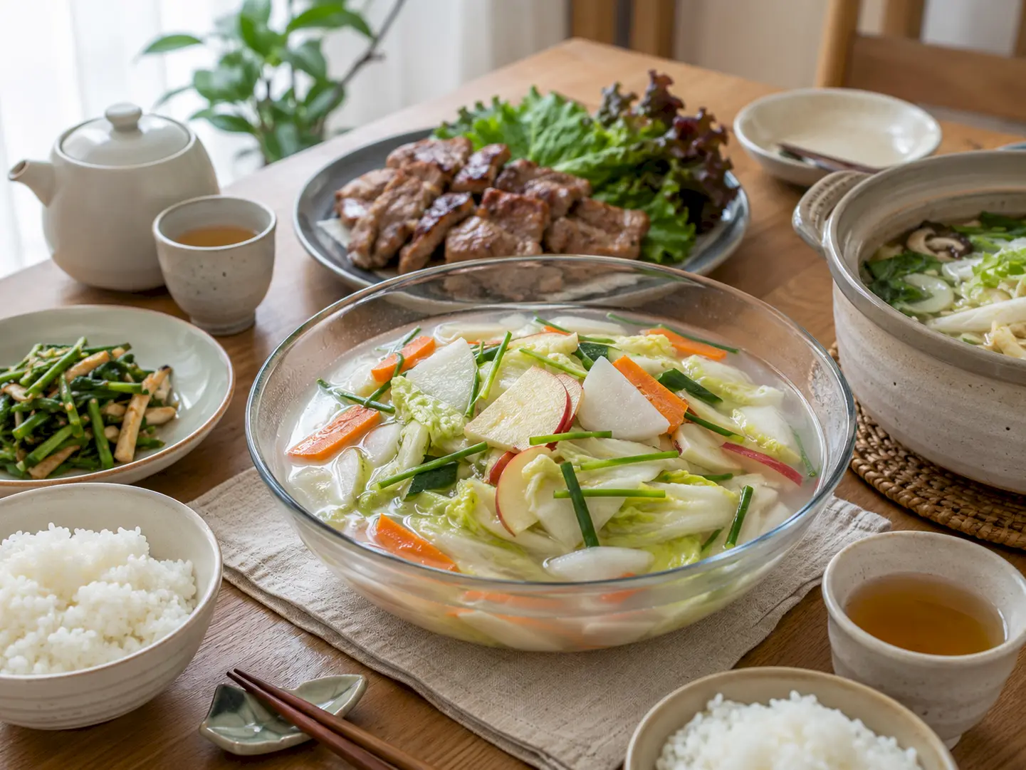水キムチを中心に季節を問わず楽しめる家庭の食卓