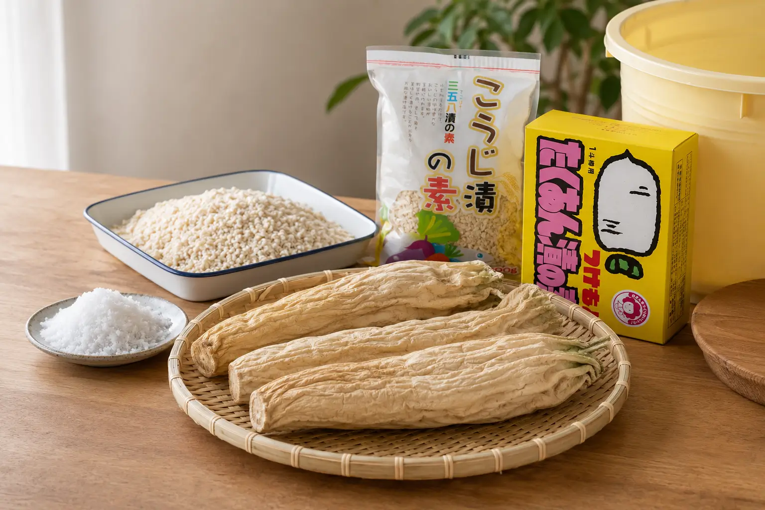 1週間から10日ほど乾燥させた干し大根を用意したイメージ