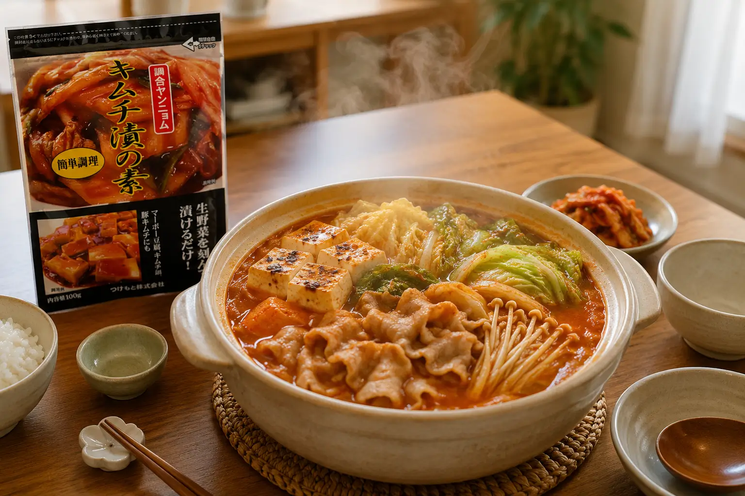 完成した熱烈一鍋を食卓に置いたイメージ