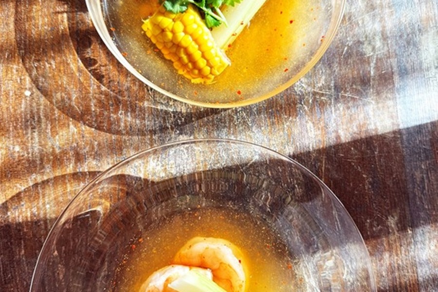 エビとコーンの冷製スープ