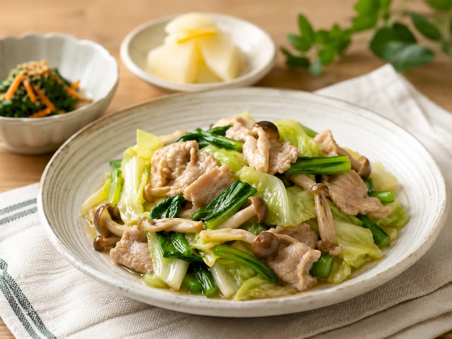 だし漬の素を炒め物や和え物に使う料理風景