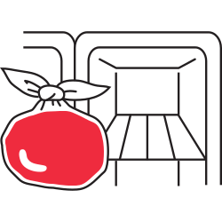 紅しょうがの漬け液を入れたポリ袋を冷蔵庫へ入れる工程のイラスト