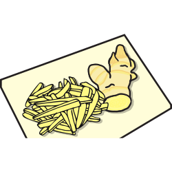 新しょうがをマッチ棒程度に刻む工程のイラスト